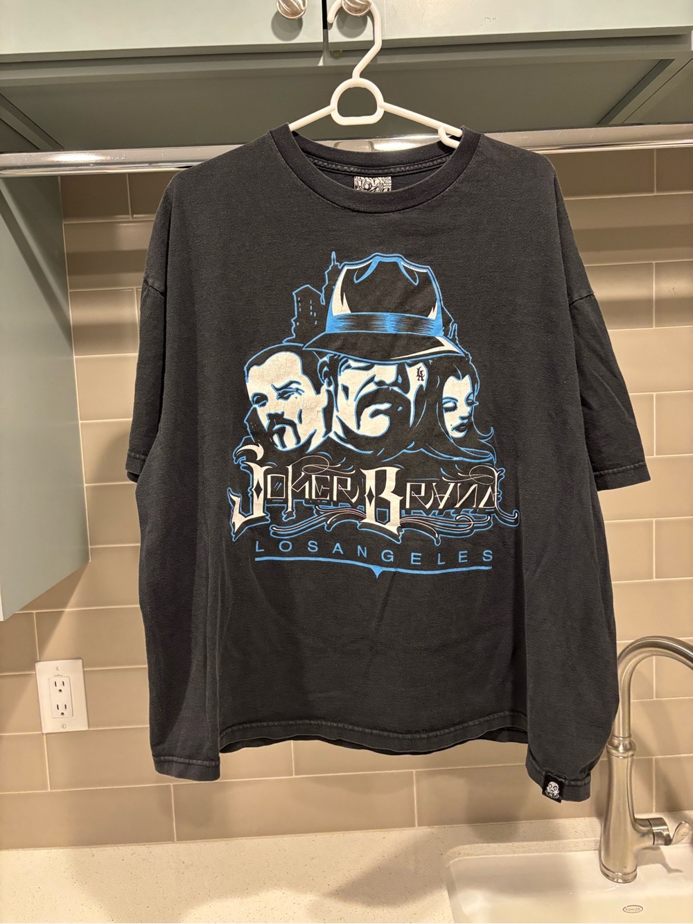 Vintage 90s Joker Brand Los Angeles Black Graphic Tee Size XXL